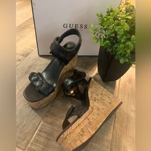 Women’s Black Cork Wedges